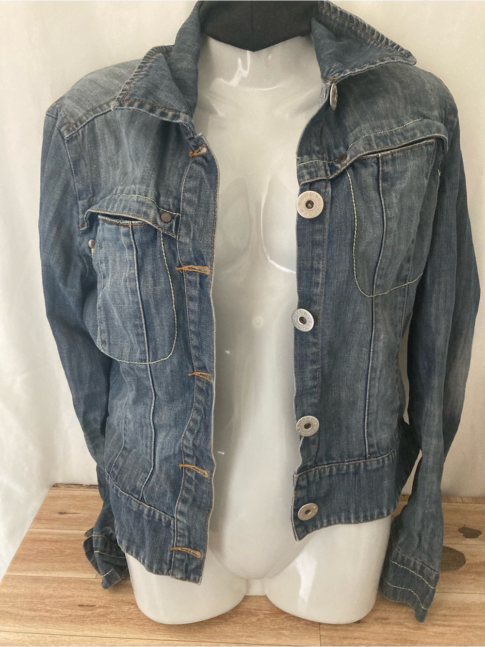 Dandara Blue Denim Jacket Women’s Small Fitted Stretch Jean Jacket